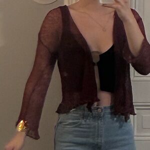 Sheer Burgundy Cardigan Handmade in Naxos